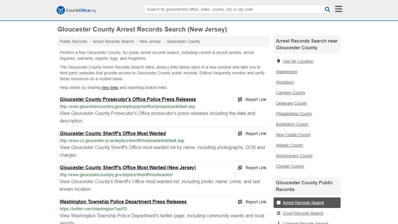 Gloucester County Arrest Records Search (New Jersey) - County Office