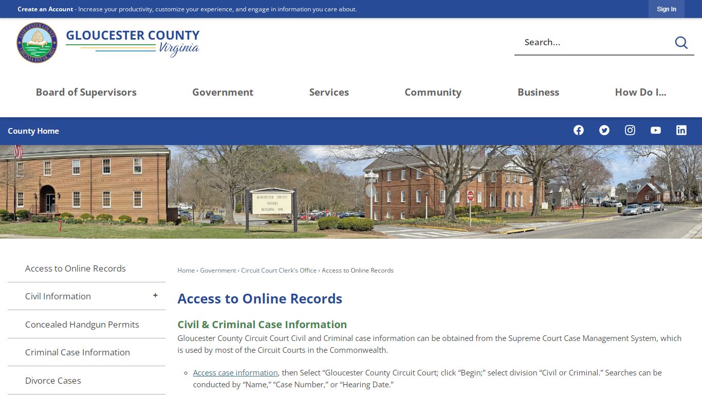 Access to Online Records | Gloucester County, VA